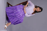 Tie-dye cotton lurex flared gown, embellished pattern, long sleeves, versatile for all seasons